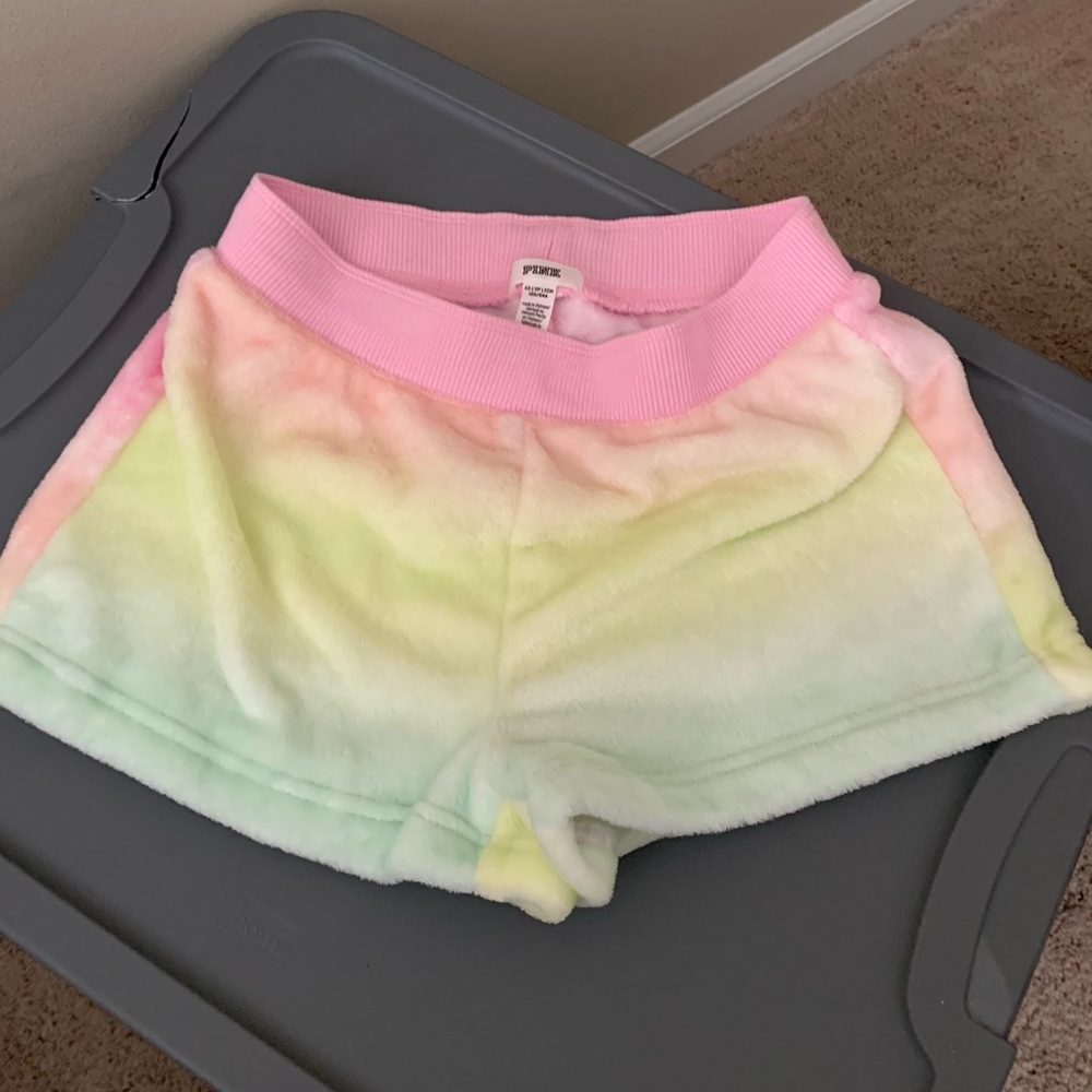 PINK Rainbow kawaii Fuzzy Shorts